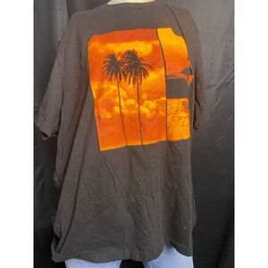 Black Graphic T Shirt Sunset Palm Tree Surfer Mens Size xxl